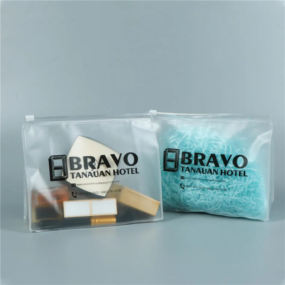 Custom Frosted PVC Slider Zip Lock Stand up Pouch Bag Translucent EVA Zip Bag For Skin Care Bottles Cosmetic Toiletry Packaging