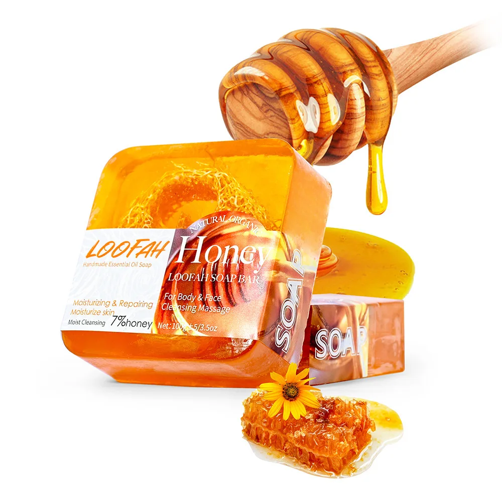 Turmeric Loofah Soap 100g Hand-made Essential Oil Soap Rose Sea Salt Cleansing Bath Soap