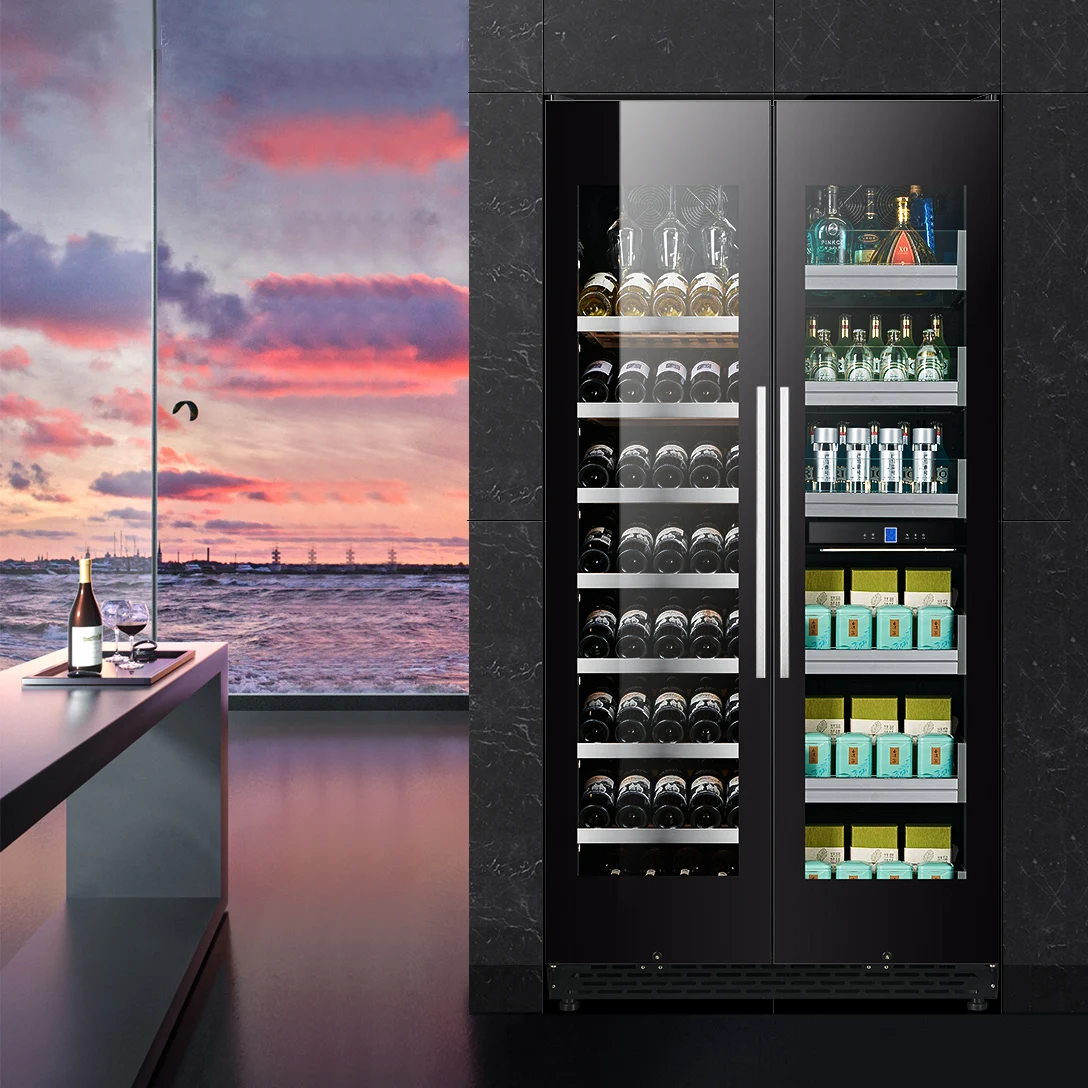 Домашний кухонный холодильник для вина и напитков двухдверный кулер с двойной температурой 16 полок
