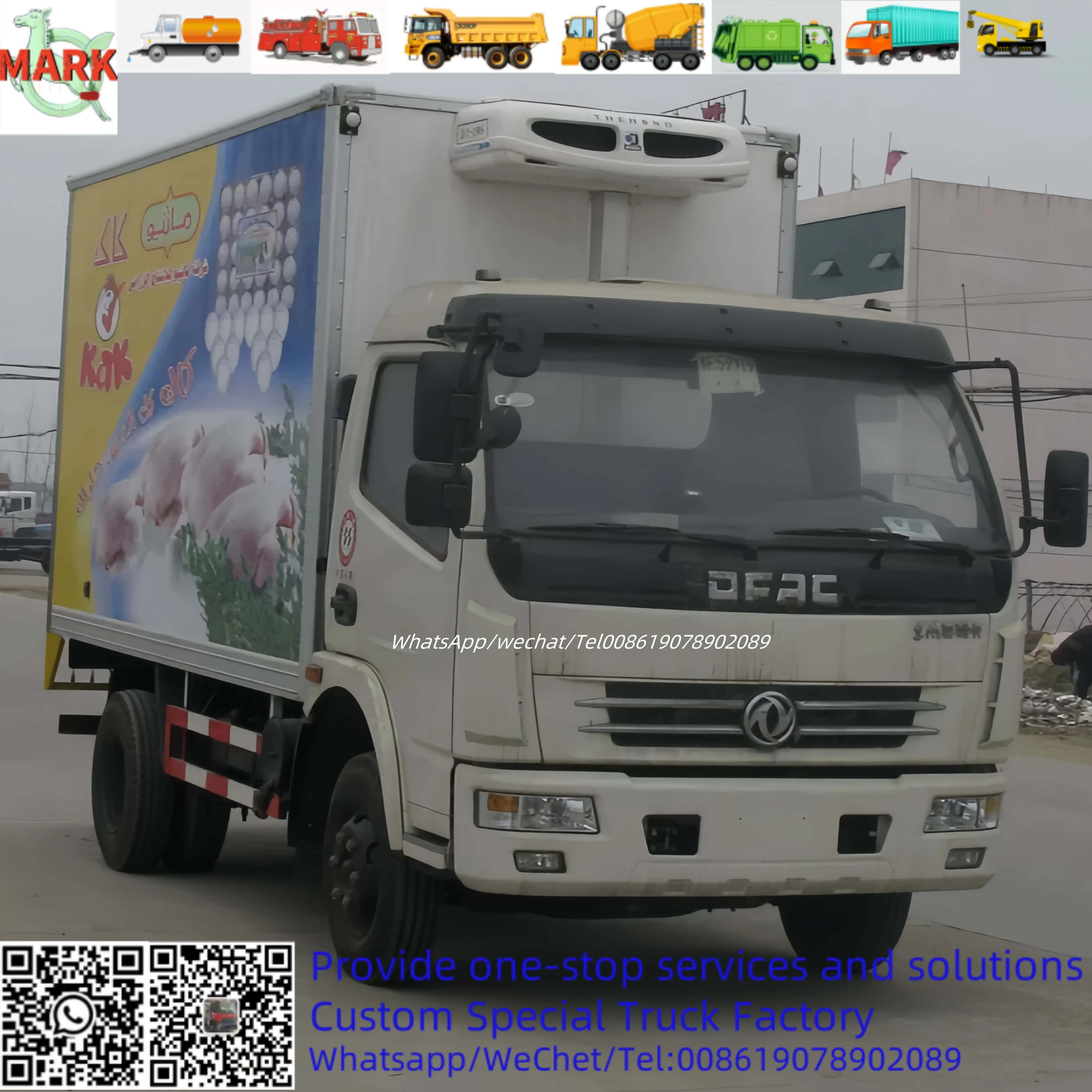DONGFENG Japan Isuzu 600p Type Van Refrigerated Freezer Truck 5tons 3 Tons Isuzu Refrigerator Truck for Meat and Fish  chicken