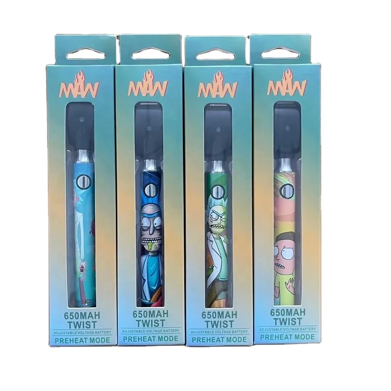 
Rechargeable 350mah 650mah 900mah 1100mah twist adjustable preheat cbd 510 vape pen battery with box packing 