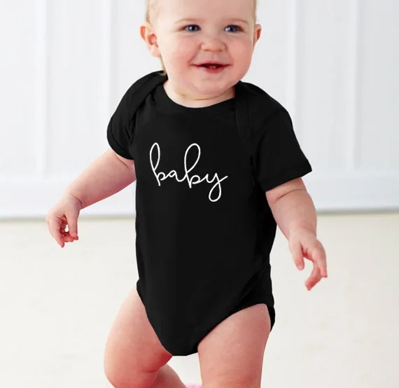 Wholesale Black Baby Romper Newborn Clothes Cute Parent-child Clothing Summer Style Short  Sleeves Baby Organic Cotton Romper