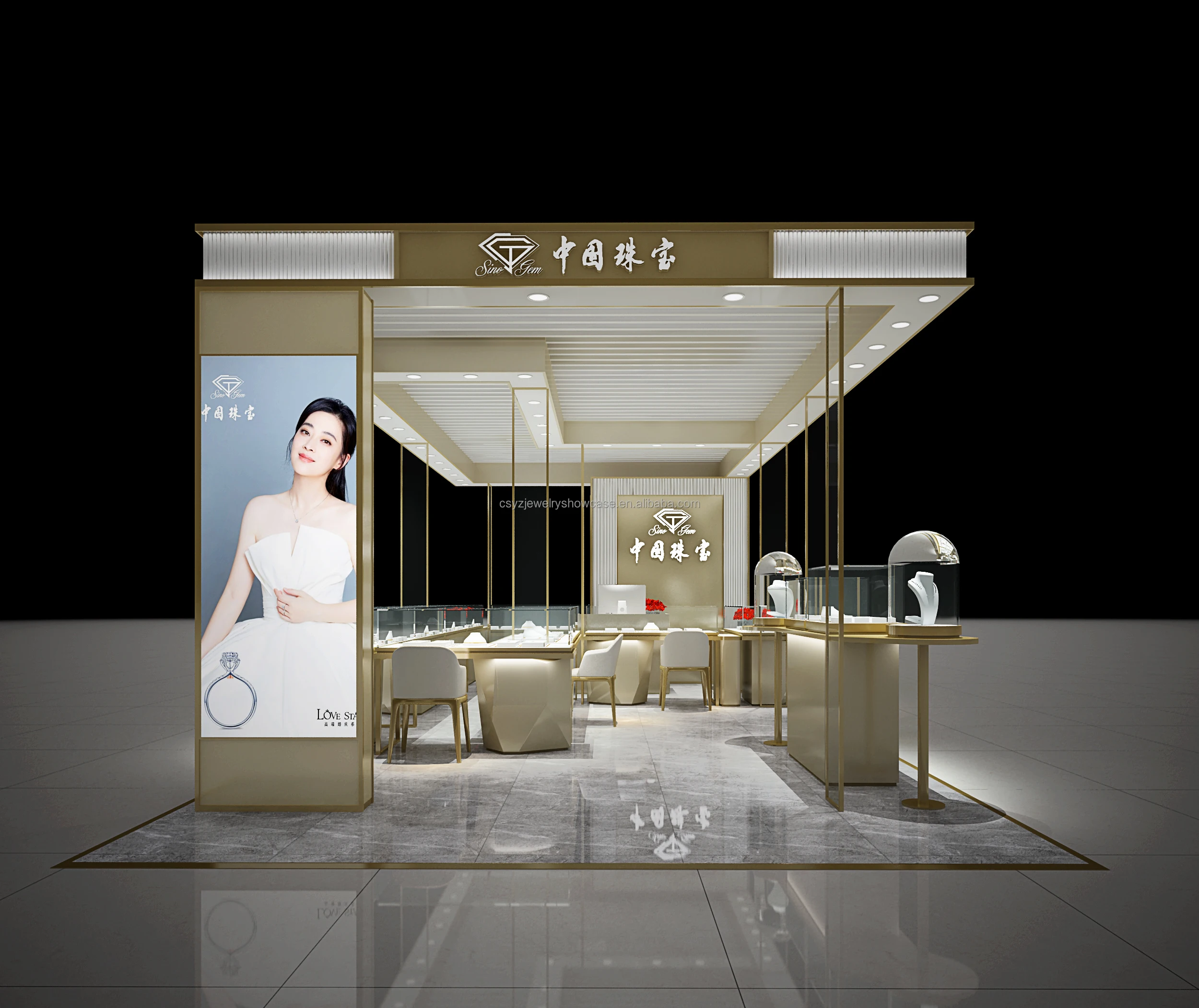 Custom Luxury Jewelry Store Furniture Counter Design Sales Table with Elegant Jewelry Display Case Showcase for Store Display