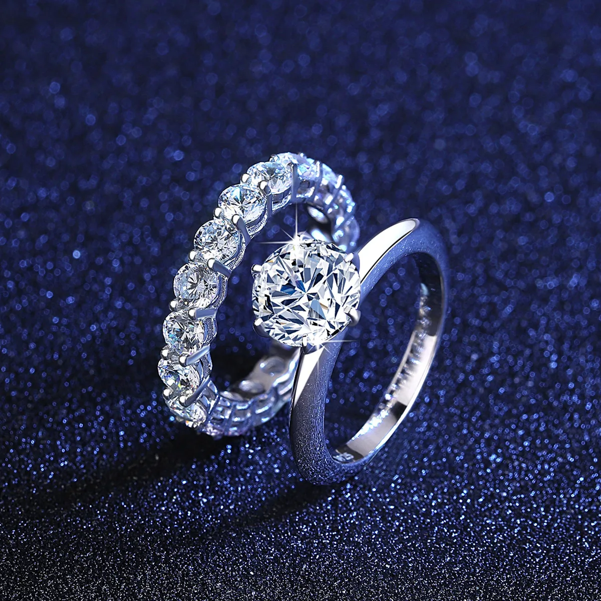 wholesale stackable 925 sterling silver moissanite wedding ring