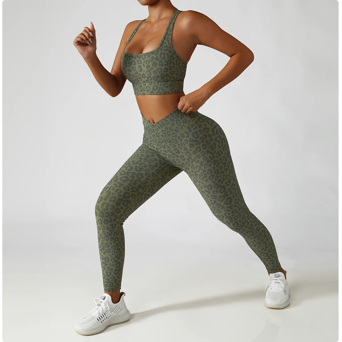 Hot Selling High Waisted Custom Spandex Breathable leggings Leopard Print Yoga Pants sports Leggings Women