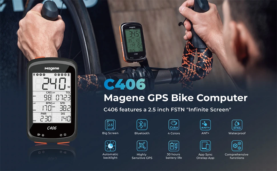 Magene bike computer C406 Wireless Rainproof Cycling Bicycle Computer Green Waterproof White LED speed computer