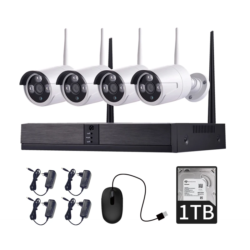 Hot Selling With 1T HDD Home Security Camera 4CH CCTV Set Camera 1080P 2MP Wireless Wifi NVR Kit Video Camera cctv kit