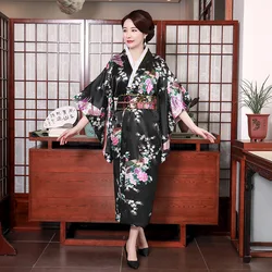 Adult Loose Satin Pajamas Traditional Japanese Style Geisha Kimono for Women Kimono Thin Cardigan Clothing Yukata Dress