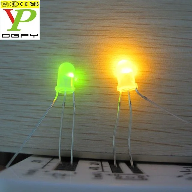 3mm 5mm led red green bicolor led tripod non-polarity