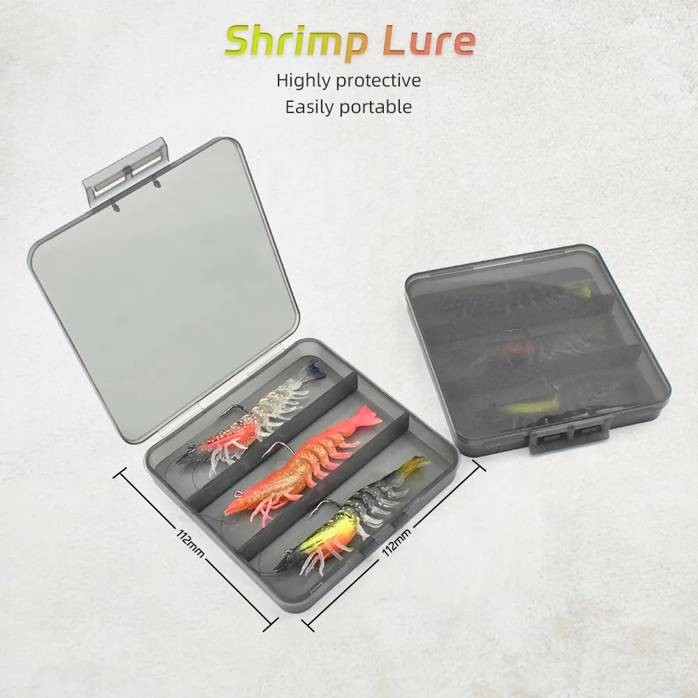 Lead wrapped soft shrimp 12g/9mm Night light shrimp with hook fishing soft bait artificial shrimp