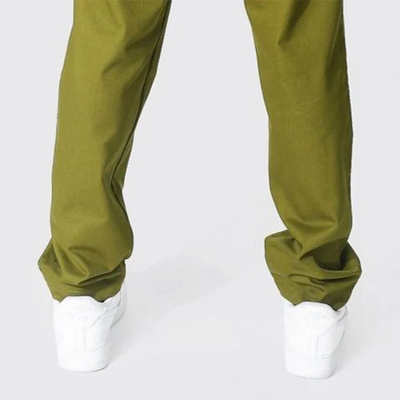 Wholesale Mens 100% Linen Chinos Casual Long Trousers Straight Leg Olive Green Streetwear Cargo Pants