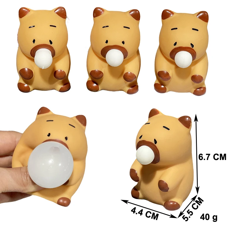 Cartoon Bubble blowing doll Capybara keychain pendant decompression squeeze bags ornament Stress Relief vent toy