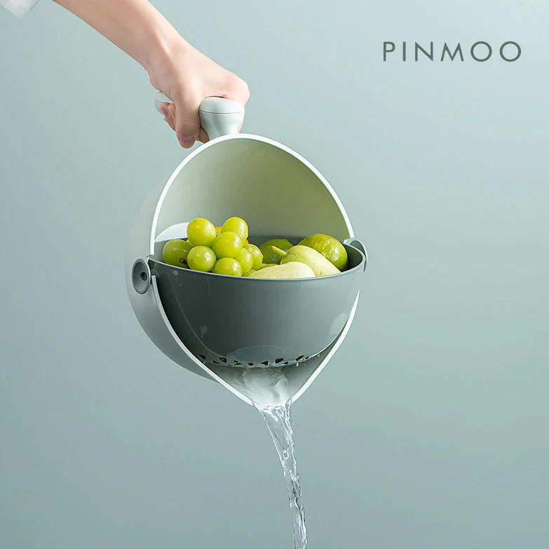  Pinmoo 2-in-1минималистский стиль овощные Фрукты мойка Чаша Пластиковая сливная корзина с