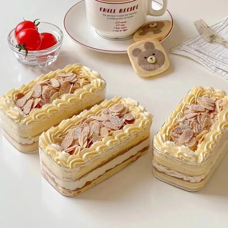 Hot sale disposable customized hard plastic container any color dessert cup plastic cake box