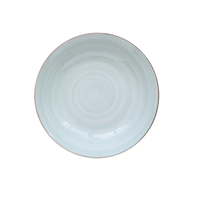
Light green spiral pattern moon soup plate ceramic plate household tableware dish plate 