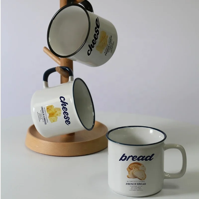 IRONDONKEY Customized Logo 320ml Imitation Enamel Cup Ins Wind Camping Ceramic Cup Outdoor Vintage Coffee Cup