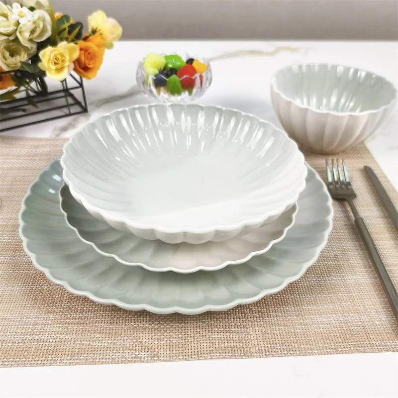 Sample Available Stoneware Set China Ceramic Dinner set Customized Themed Nordic Porcelain Dinnerware Crockery Restaurant Used