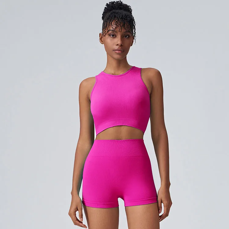 Summer new design women hollow high end candy color backless sexy and breathable yoga set