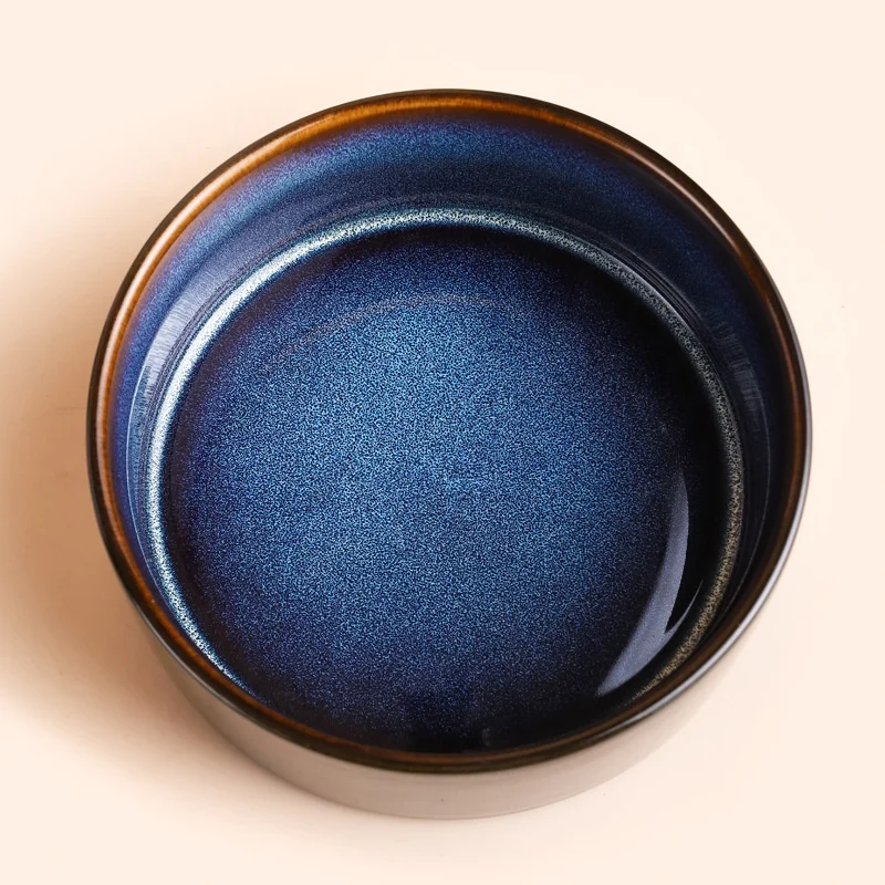 Fashion Star Sky Design Cat Dog Pet Bowl Food Feeder Drinking Water Bowl Pet Ceramic with Stainless Steel Stand Stylish Rounded