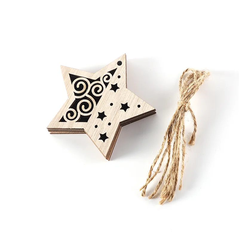 10 pieces happy new year merry christmas tree decorations pendants blank wooden hanging xmas ornaments with rope for diy crafts