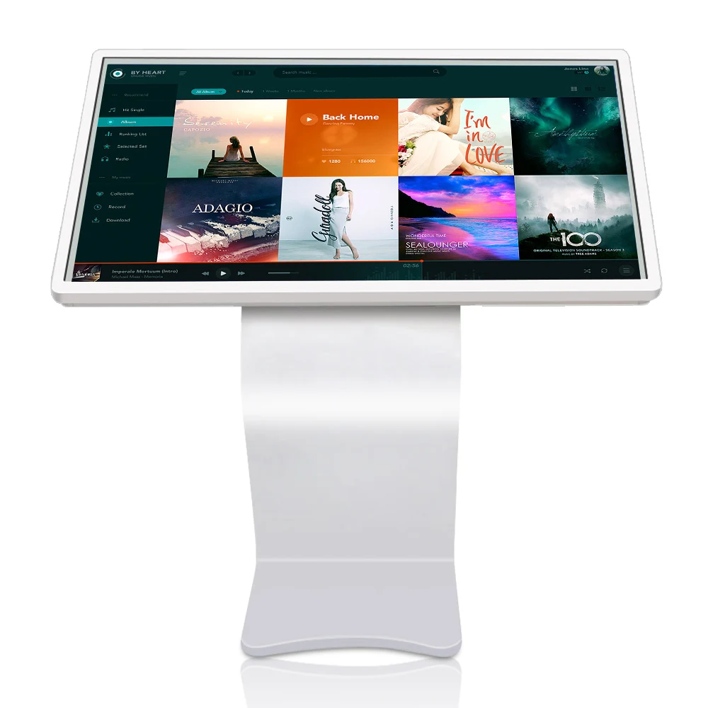 21.5 inch floor stand monitor computer pc wifi ad player touch all in one kiosk