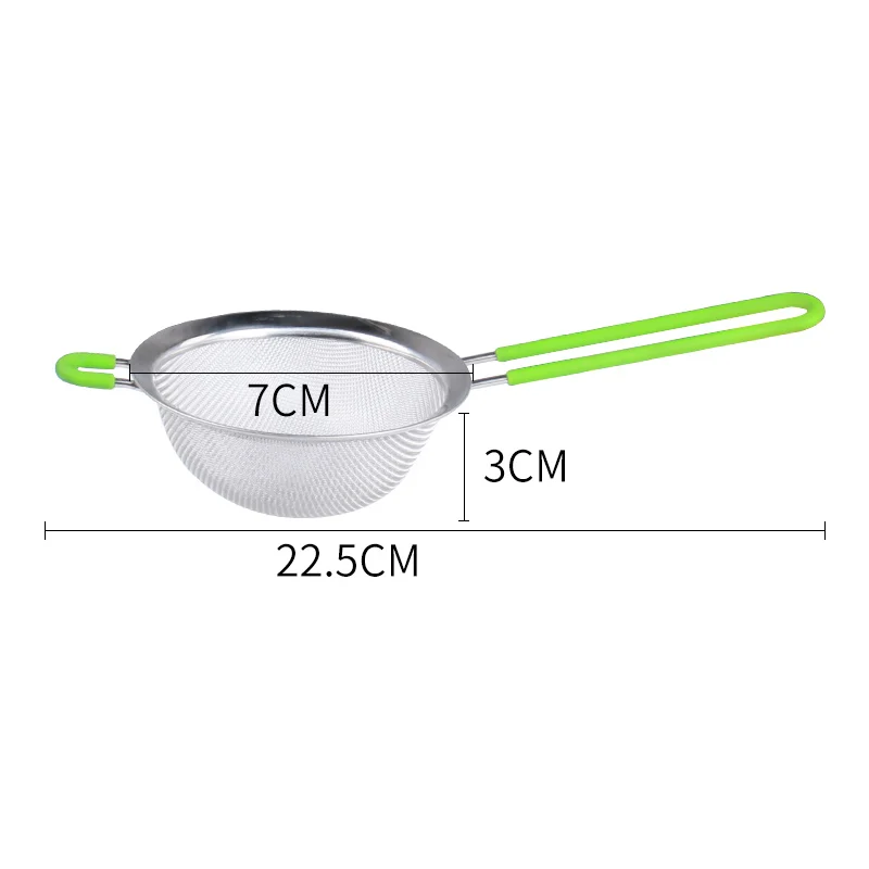 Stainless Steel Mesh Strainer 7-20CM Mesh Strainer with Silicone Handles