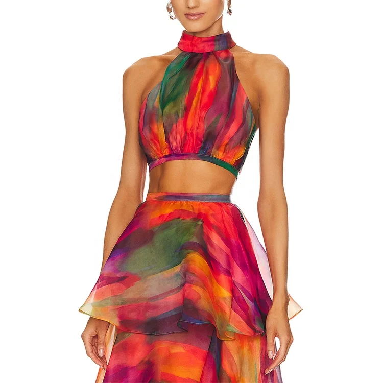 Самое популярное летнее Новое Женское Платье с принтом сексуальное длинное платье без рукавов с оборками