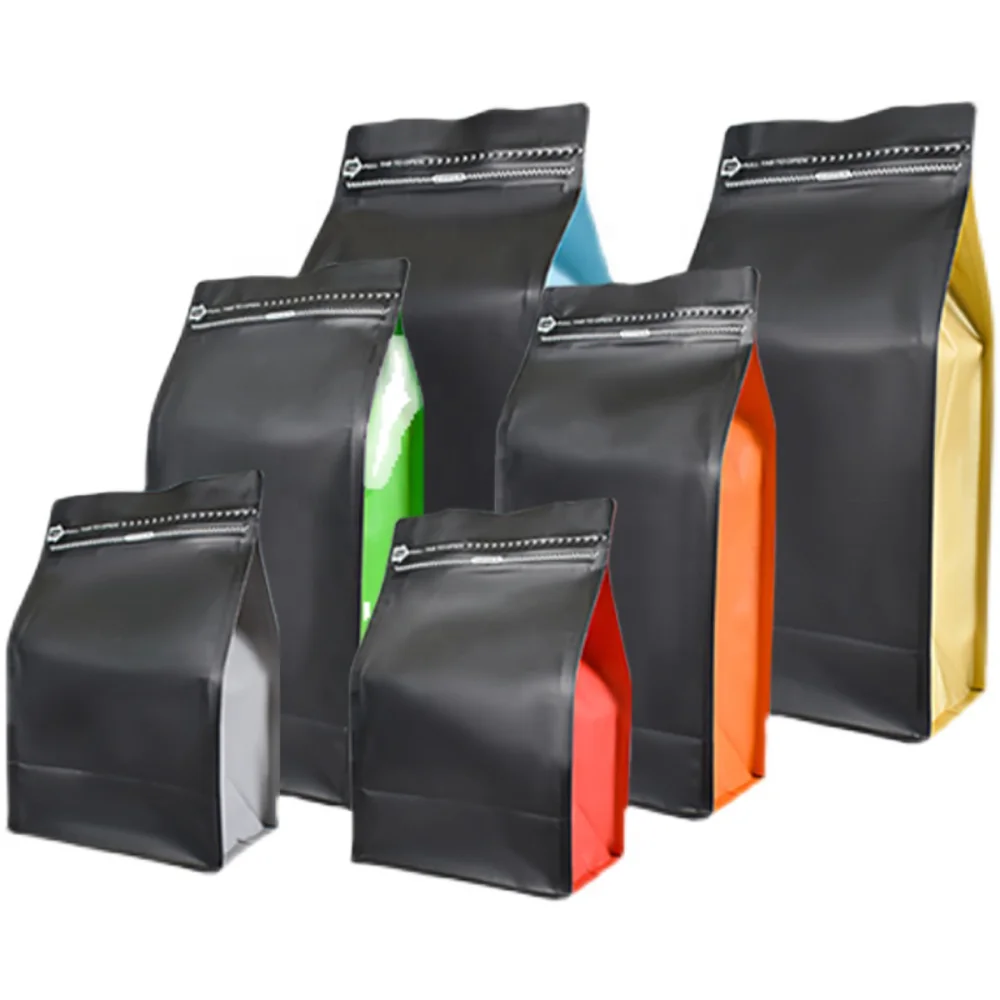 Custom Coffee Packaging Bag 12oz 5LB Bolsa De Cafe 250g 1kg Flat Bottom Coffee Bags With Valve And Zipper Coffee Bean Packaging