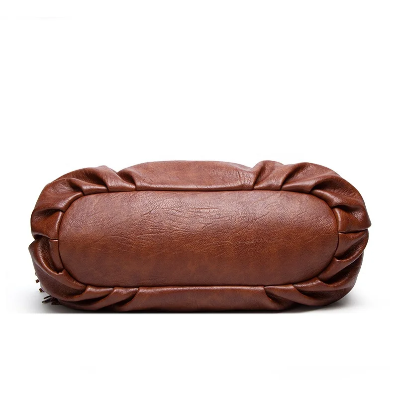 New Fashion Large Capacity Tassel Style Soft Leather Lady Shoulder Bag Women Handbags