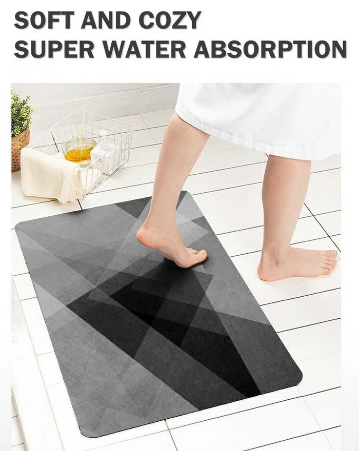 On sale ! Diatomite bath mat soft water absorbing and fast drying bathroom door mat