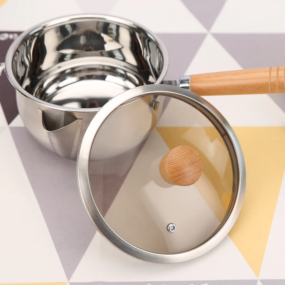Stainless Steel Small Milk Pot With Strainer Oil Filter Soup Pot Saucepan With Glass Lid