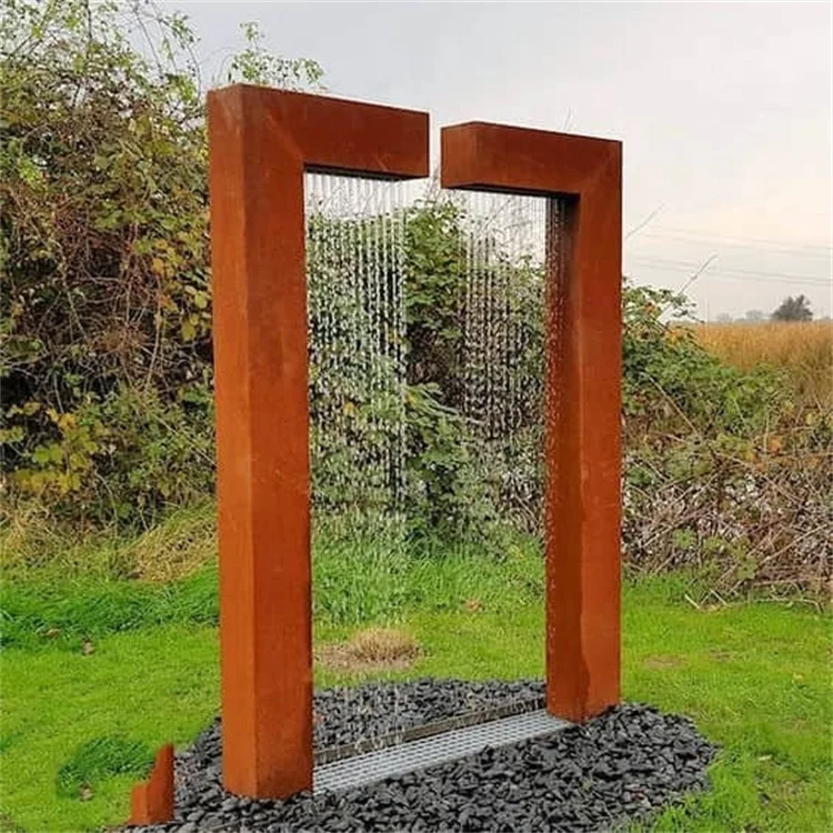New trend oriental corten steel pond wall waterfall for garden High quality water feature ideas outdoor water fountain