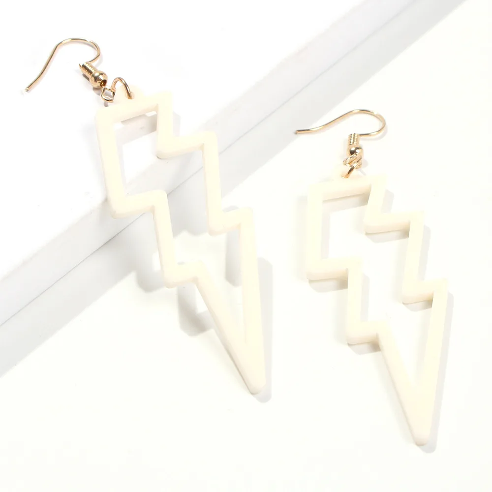 2019 New Europe Style Lightning Type Earrings Fluorescent Color Resin Earrings