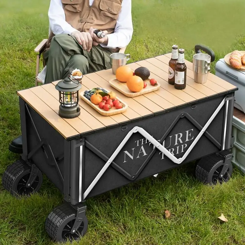 Excellent Quality Outdoor Cart Portable Carbon Steel Folding Trolley Four-wheel 160L Camping Wagon Hand Truck Picnic Fishing