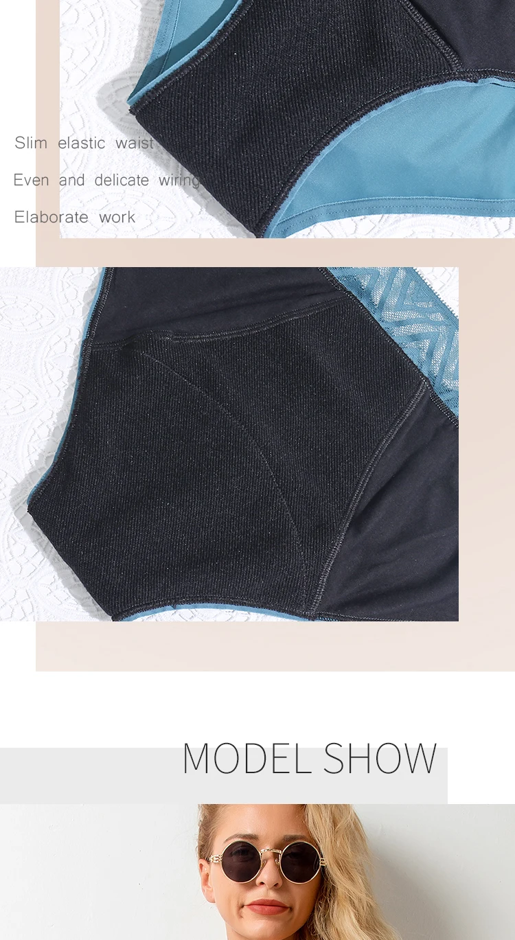 Manufacturer  Underwear Menstrual Women High Waist Panties Period 4 Layers Colorful Bamboo Menstruales