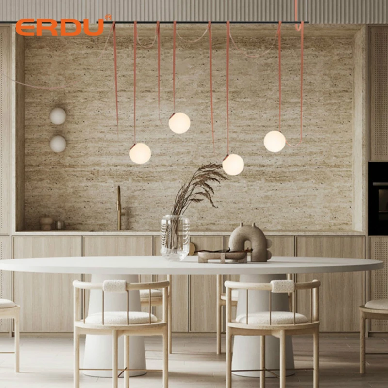 ERDU Modern Customized Hanging Chandelier Restaurant Bar Office Wired Chandelier Designer Led Belt Pendant Light
