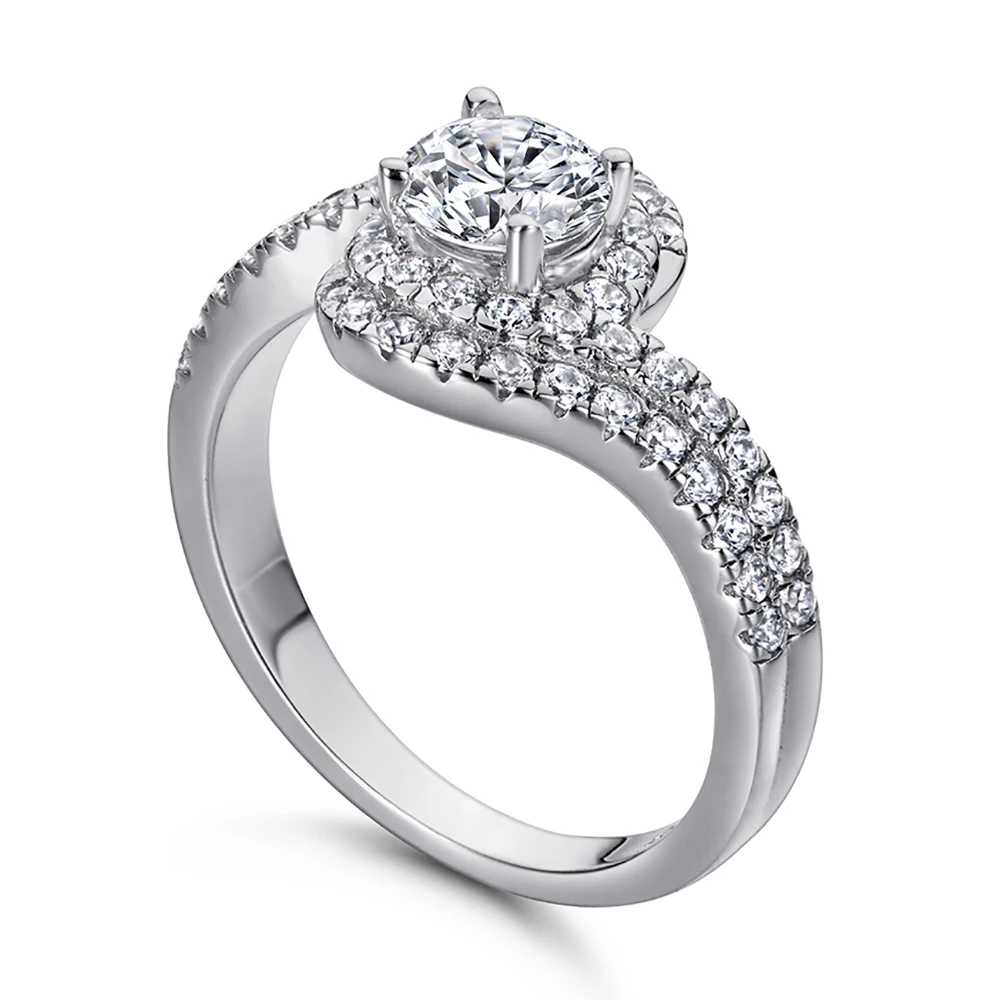 18K White Gold Austrian Crystal Diamond  Engagement Infinity Ring 925 Sterling Silver Plated Cut Diamond Wedding Rings for Women