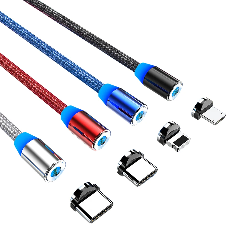 Магнитный зарядный кабель 3 в 1, 360 градусов, микро-usb-кабель для передачи данных и быстрой зарядки