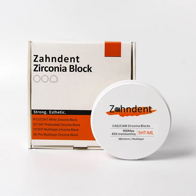 Zahndent 46% translucency sht multilayer zirconia block cad cam zirconia ceramic disc dental lab