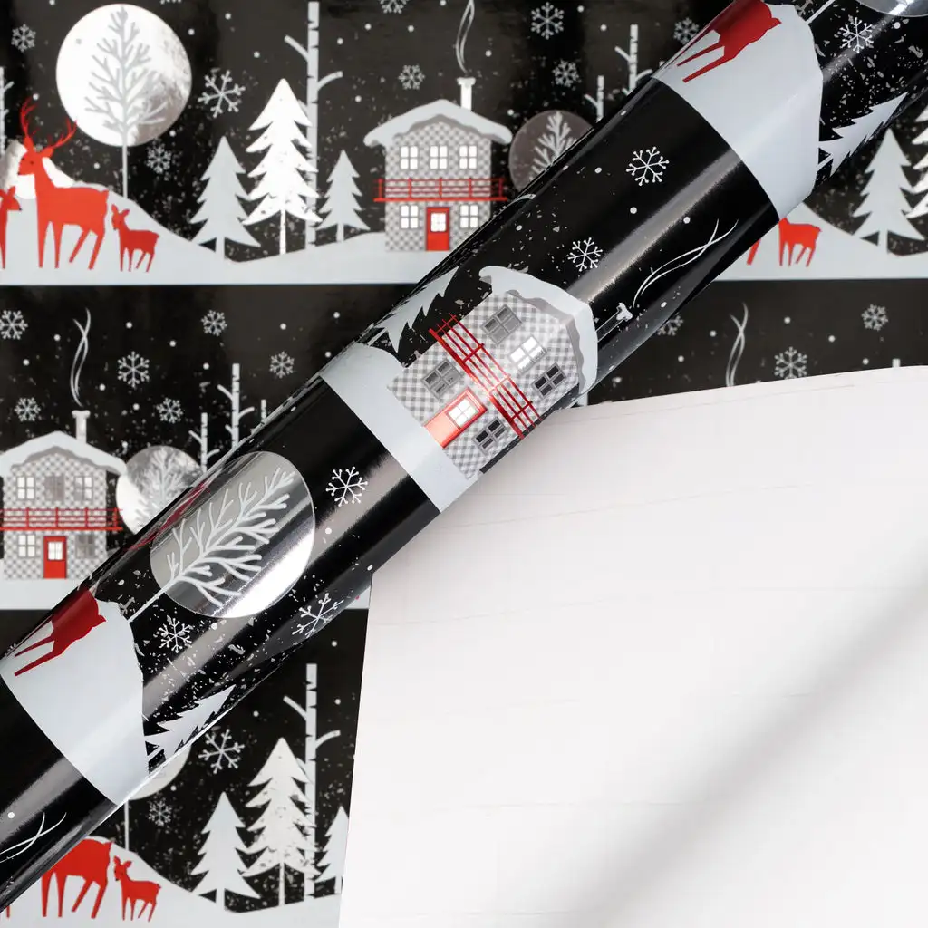 30inchx33 Feet Black Buffalo Plaid House Supply Recycled Shrink Gift Packing Paper Custom Christmas Wrapping Paper Roll