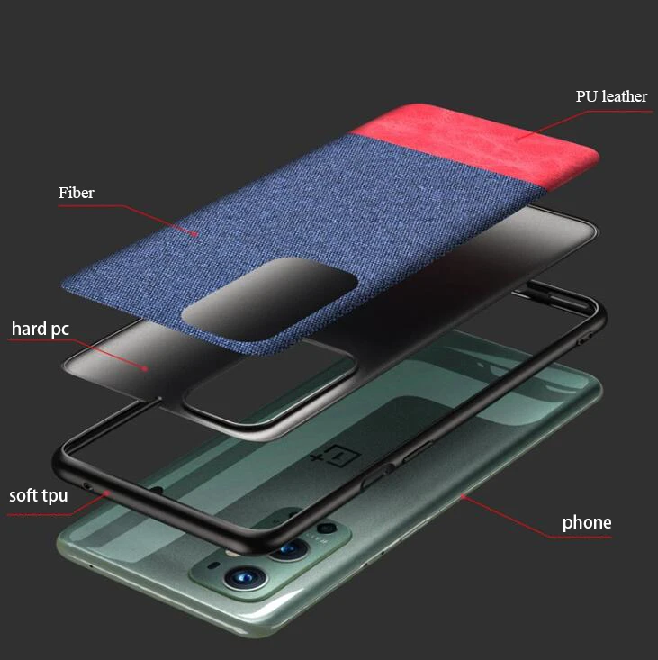 Luxury Ultra Slim PU Leather Shockproof Denim Fabric Pattern Phone Case For Oneplus 9 Pro