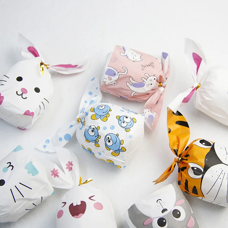 New Products 50pcs / lot Cute Rabbit Ear Bag Biscuit Plastic Candy Gift Bag And Dessert Baking Activity Party Decorate Supplies