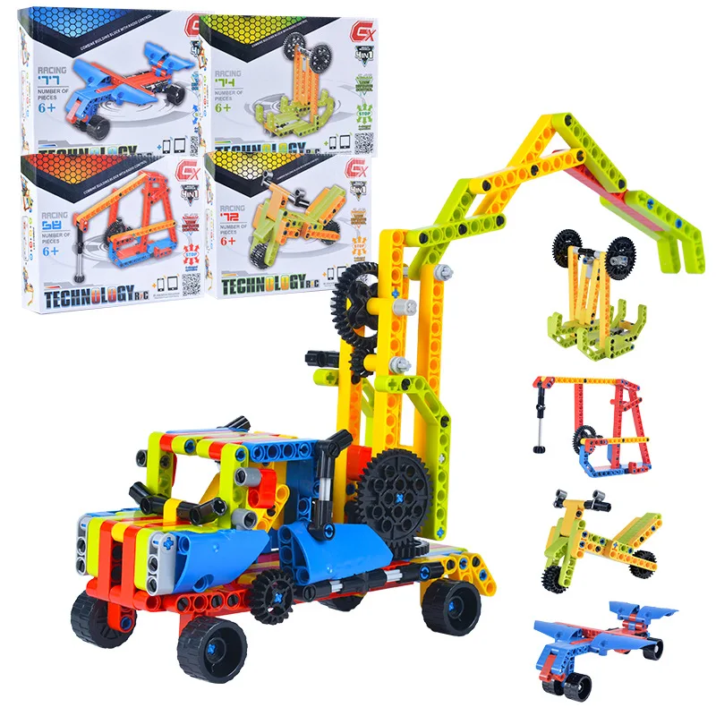 4 Styles Kids Engineering Vehicle DIY Assemble Mechanical Gear Toy 3D Model STEM Puzzle Educational Building Blocks