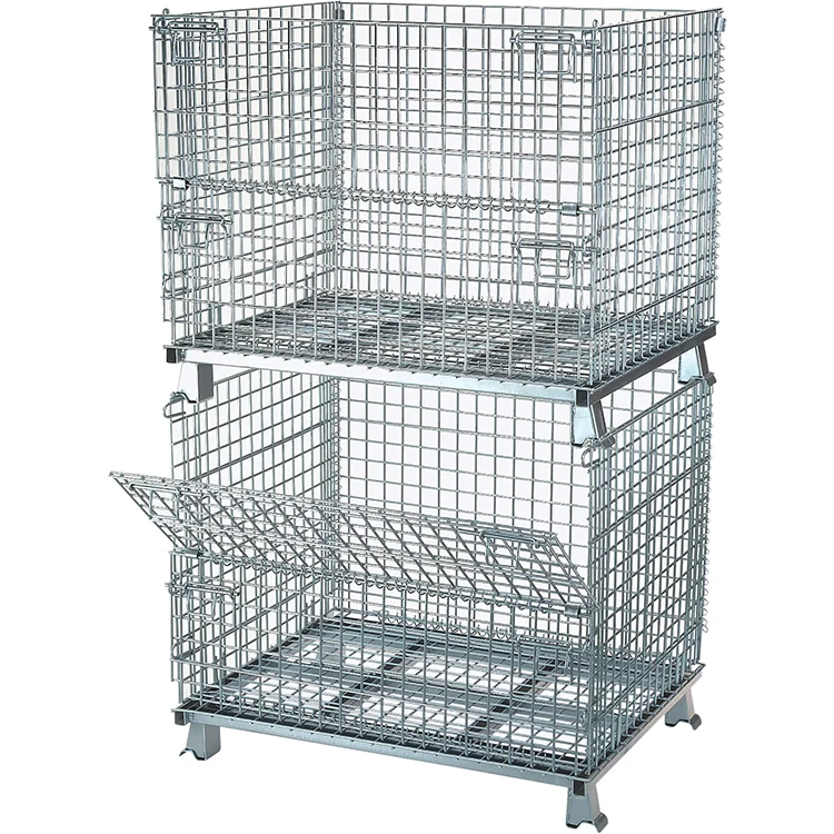 Wire Mesh Container Pallet Box Forklift Cages Cargo Crate Material Handling Metal Storage Cage