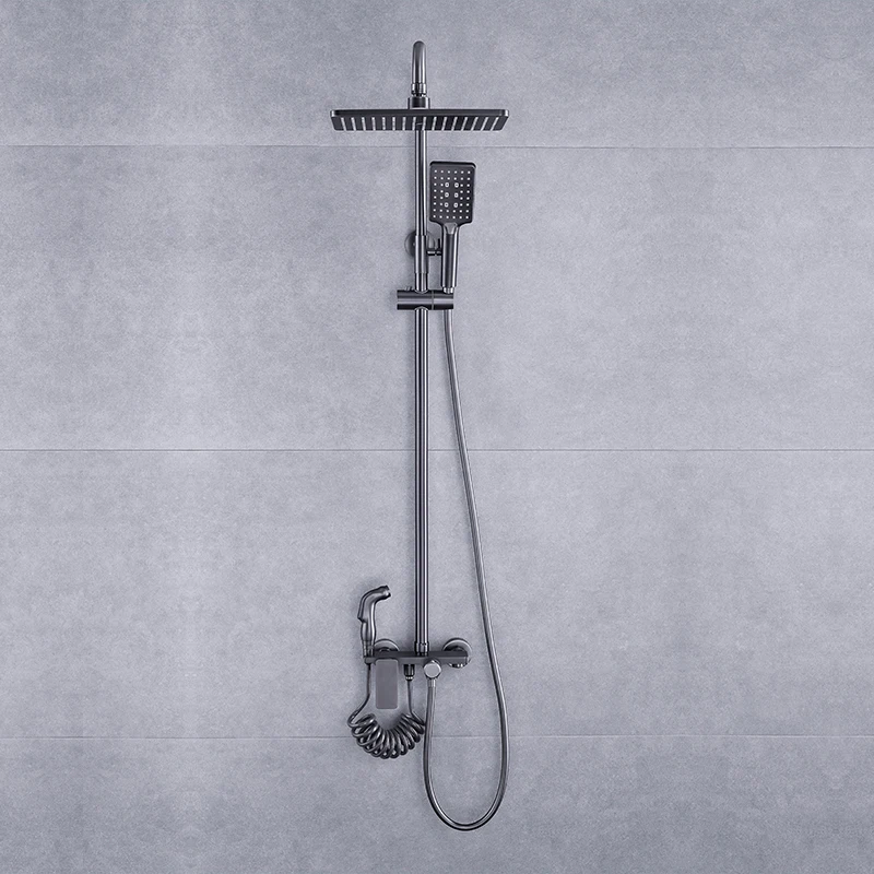 Cupc Bathroom Concealed Rainfall Mixer Tap 12 Inch Wall Mount Cabin Thermostatic Black Water Saving Shower Mixer Head