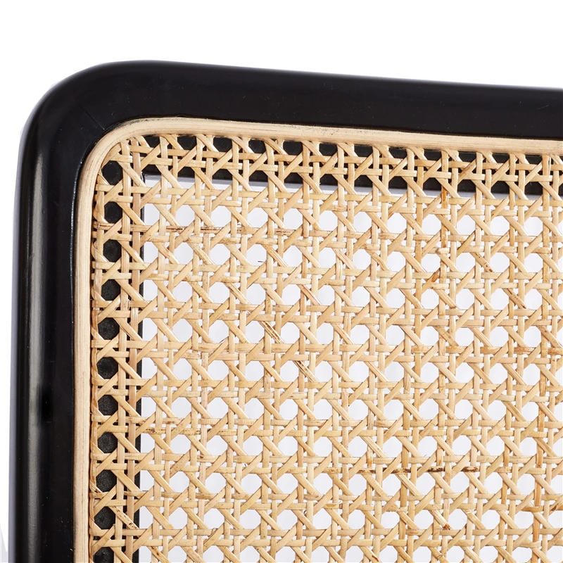 Retro Italian Metal Legs Light Beech Finish Cane Back Rattan Wicker Cesca  Chair Dark blue velvet upholstered dining chair