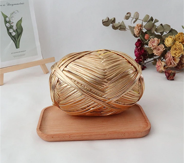 Metal texture cloth line handmade DIY woven bag material luminous bright leather material