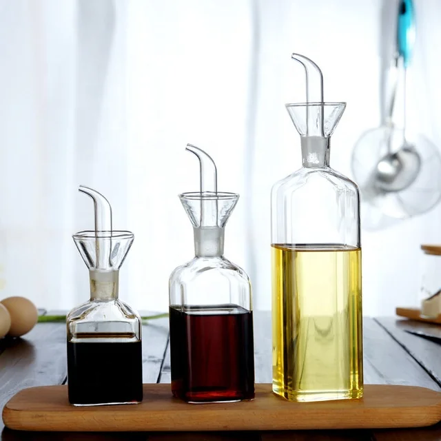 150 ml 250 ml 500 ml Hot Sale Square Glass Oil Bottle and Cruet Olive Oil Vinegar Dispenser Oil Bottle