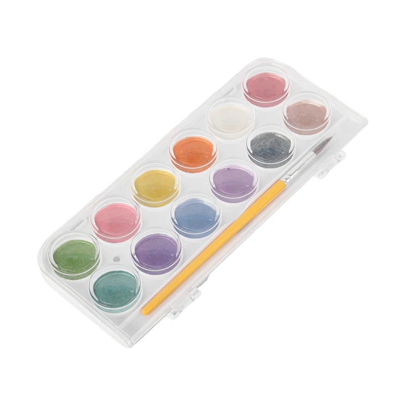 Watercolor Pan Set, Pearlescent Colors, 12 Unique Shades & Paint Brush