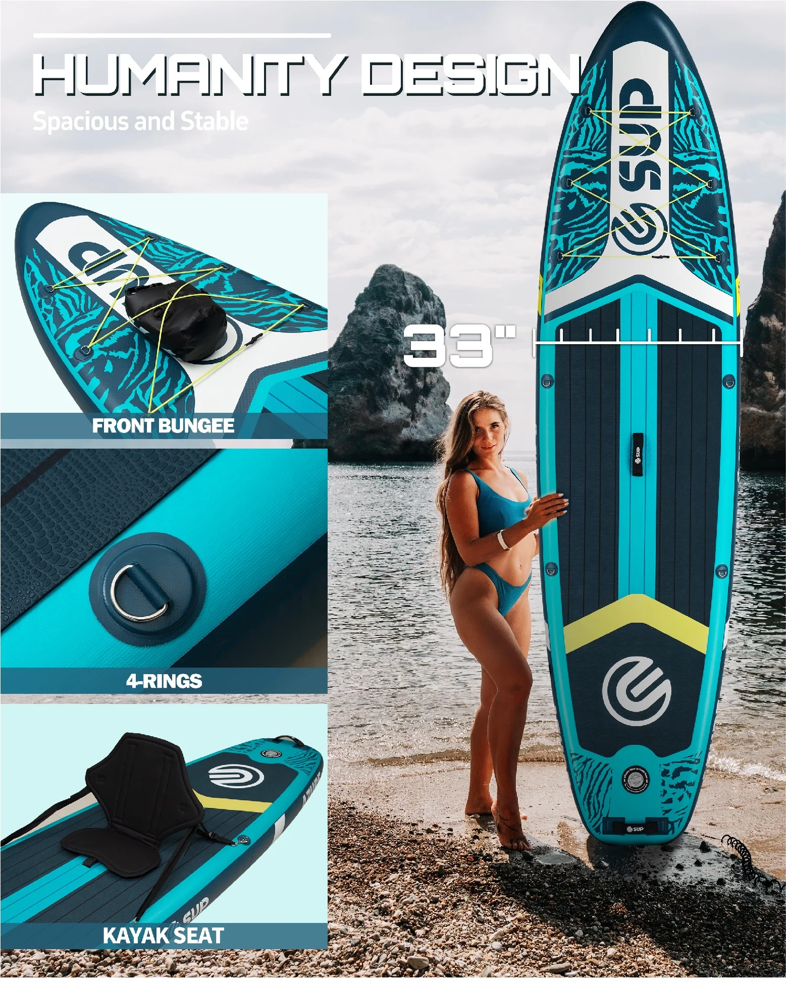 Easy carry surf board surfboards paddle board dock Tandem sup board suitable for 2 person water play surfing